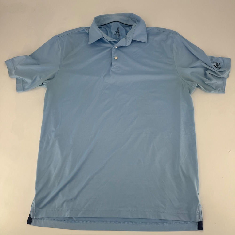 Johnnie-O Mens Blue Performance Golf Polo Shirt Size M Short Sleeve Logo